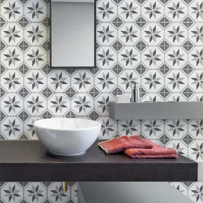 Zelfklevende tegelmuurstickers voor keuken en badkamer - 9 cementtegelstickers, Azulejos Noha-stijl - 9 stickers, 15x15 cm