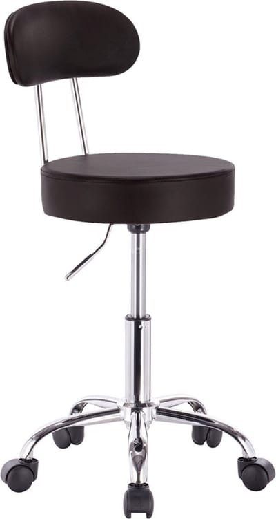 Ergonomische Kruk Zwart - Verstelbaar, Op wielen en Zadelkruk - Voor Eetkamer, Keuken en Woonkamer