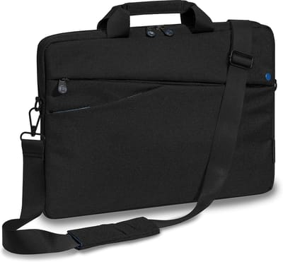 Schoudertas voor 15,6 inch laptops in zwart/blauw – Ideaal voor school, universiteit en werk