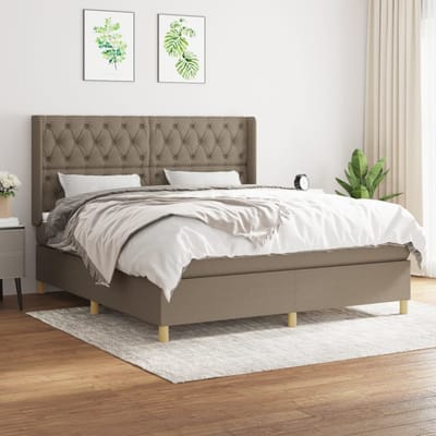 vidaXL - Boxspring - met - matras - stof - taupe - 160x200 - cm