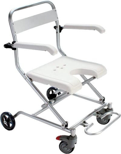 Douchestoel Rolstoel - Badstoel Mobiliteitshulp - Veilig Douchen - Opvouwbaar Met Wielen - 53 x 76 x 89 cm - Wit