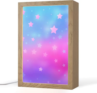 Nachtlampje 20x30 cm - Kinder lampje - Sterren - Roze - Blauw - Tafellamp kinderkamer - Slaapkamer lamp - Bedlamp kinderen - Kinderlampje stopcontact - Wandlamp babykamer - Nachtlampjes