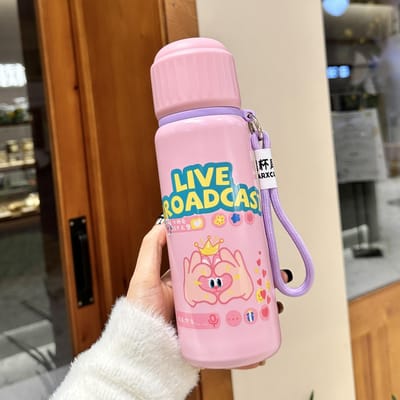 Nouveau Gobelet Thermos Paille Enfant Niveau d'Apparence Élevé Gobelet à Eau Étudiant Gobelet en Acier Inoxydable Portable École Joli Spécial 500ml