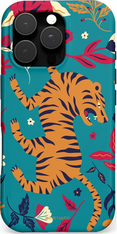 Casetastic hoesje geschikt voor Apple iPhone 16 Pro - MagSafe - Dubbellaagse bescherming - Gouden brul - Fashion Case - Petrol Terracotta Bordeaux Taupe