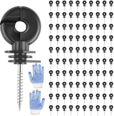 Isolatoren set - Schroefisolatoren ring - Omheining dieren - Robuust PP PE - 100 stuks - Zwart
