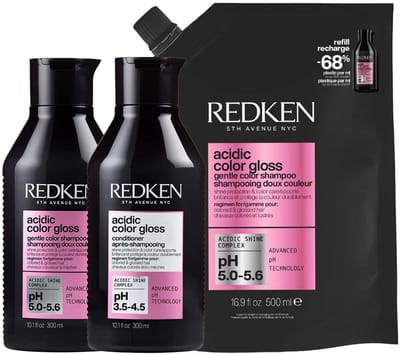 Redken - Acidic Color Gloss Shampoo 300 ml + Refill 500 ml + Conditioner 300 ml - Set