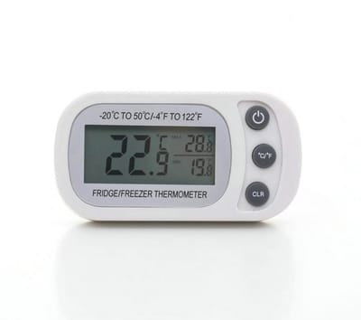 Koelkast Thermometer - Vochtigheid Monitor - Temperatuur Bewaken - Digitaal LCD Scherm - 10 x 7 cm - Wit