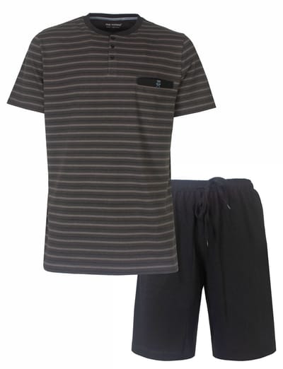 Paul Hopkins Heren Shortama - Polo Sluiting - Pyjama Set - Grijs - Maat S