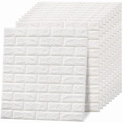 3D-behang zelfklevend, waterdicht, snijdbaar, geurloos, imitatiebaksteen wandpaneel voor de woonkamer white