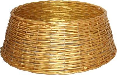 Gerim Kerstboomrok/kerstboommand - goud - gevlochten wilg - D39 cm en H18 cm - kerstboom van 150 cm