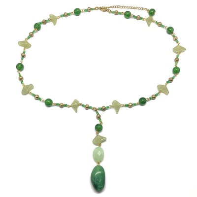 Behave - Ketting - Groen - Goud kleur - Kralenketting - Met hanger - 60 cm
