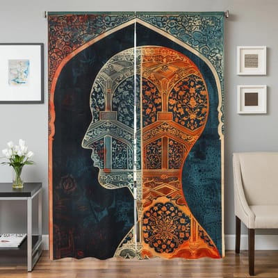 Keukengordijnen voor Woonkamer 2 Stuks Verduisterende Gordijnen Deurgordijn Oude Architectuur Afscheiding Slaapkamer Decoratie Schaduw W50xH70cmx2pcs-CL brown
