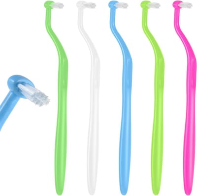 SnelShoppen - Pack van 5 Tuft Tandenborstels voor Orthodontische Beugels, Zachte Tandenborstels, Tufted Borstels, Diepe Reiniging, Handtandenborstels