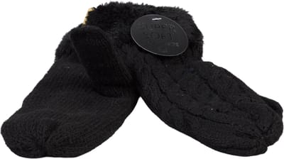 Dames Wanten Teddy - Kabel Motief - Gebreid - Dubbel Gevoerd - Zwart