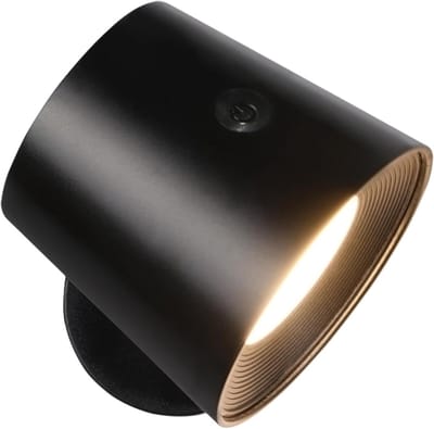Glitzerlife - Wandspots - Innenwandlamp - Touch-besturing - Dimmbaar 360° draaibaar - Oogvriendelijk ABS Polycarbonaat - Ø11cm - Zwart - Slapelkamer Flur Wohnkamer