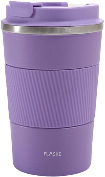 FLASKE Koffiebeker Coffee Cup Big 380ML - Lavender - RVS Koffiebeker to Go van 380ML