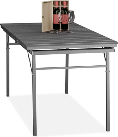 tuintafel inklapbaar - uitschuifbaar 166-215 cm - kunststof - staal - 8 personen - grijs
