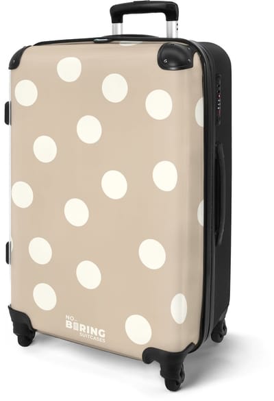 NoBoringSuitcases.com® - Koffer groot - Rolkoffer lichtgewicht - Beige stippen patroon - Reiskoffer met 4 wielen - Grote reis trolley XL - Luggage suitcase - Hardcase reistrolley medium - 20 kg bagage