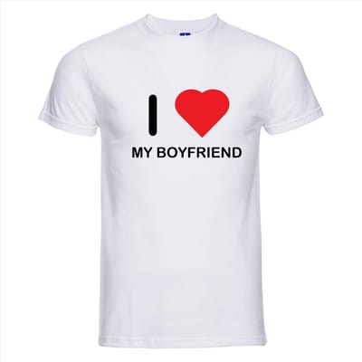 I LOVE MY BOYFRIEND T-shirt - 100% Katoen - Maat 4XL - Classic Fit - Wit