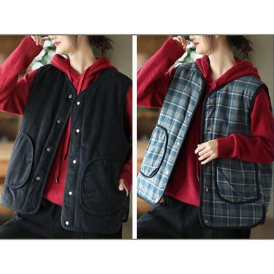 Dubbelzijdig Draagbaar Verdikt Paardenjack Vintage Katoenen Stof Katoenen Vest Dames Herfst- en Wintermode Buiten Het Jasje XXXL