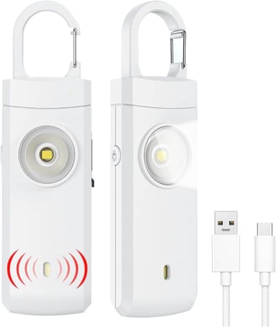 Persoonlijke Alarm - Krachtig 130 Db Geluid En Felle Flits - Persoonlijke Veiligheidsalarm - Zelfverdediging Sleutelhanger - Persoonlijke Bescherming - Noodsignaal - Senioren Alarm – Draagbaar Veiligheidsalarm - Wit