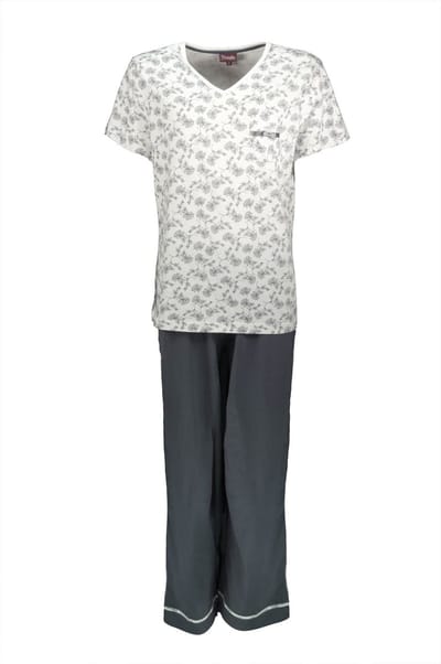 Medaillon Dames Pyjama - Katoen - V Hals - Grijs - Maat XXL