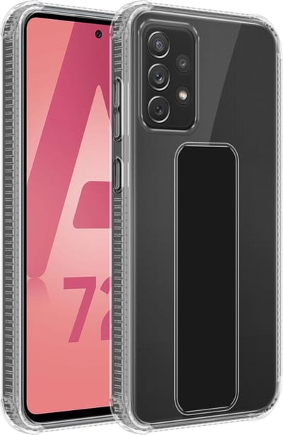 Cadorabo Hoesje geschikt voor Samsung Galaxy A72 4G / 5G in ZWART - Beschermhoes gemaakt van flexibel TPU silicone Cover Case met houder en standfunctie