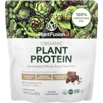 PlantFusion, Protéine Végétale Bio, Chocolat Riche, 12,9 oz (366 g)