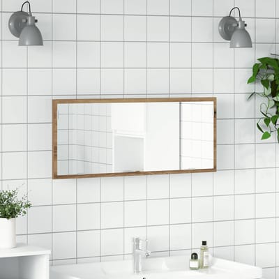 vidaXL - Badkamerspiegel - LED - 100x8,5x37 - cm - bewerkt - hout - artisanaal - eiken