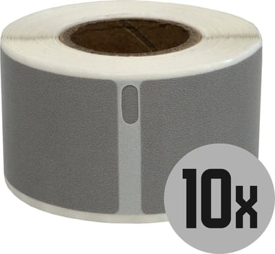 DULA Dymo kompatible Etiketten, S0722370 99010, 28 mm x 89 mm, Silber, Permanent, 10 Rollen, 130 Etiketten pro Rolle