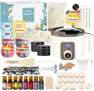 Dailygoods- Kaarsenmaakset voor beginners - Hoogwaardige Was - Lonten - Decoratieve Elementen - Creatieve Hobby - Unieke Kaarsen Creëren