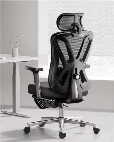 Hbada P5 Ergonomische Bureaustoel Met Voetensteun - 2D Verstelbare Lendensteun - Verstelbare Hoofdsteun En Armleuningen - 135° Kantelfunctie - Luxe Zwarte Computerstoel Voor Thuis En Kantoor