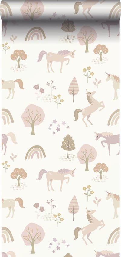 ESTAhome behang unicorns beige en zacht roze - 53 cm x 10.05 m - 139503