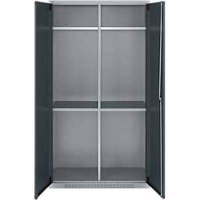 Schäfer Shop Genius multifunctionele kast FS, modulair, afzonderlijk uittrekbaar, tussenschot, 4 legborden, tot 450 kg, B 1055 x D 520 x H 1950 mm, alu wit/antracietgrijs
