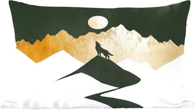 Sierkussens - Kussentjes Woonkamer - 60x40 cm - Wolf - Bergen - Maan - Zwart