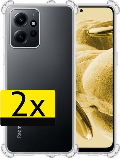 Hoesje - 2 Stuks - Geschikt voor Xiaomi Redmi Note 12 4G - Sterk & Shockproof - Siliconen Case - Back Cover - Telefoon Hoes Shock Proof - Telefoonhoesjes - Transparant