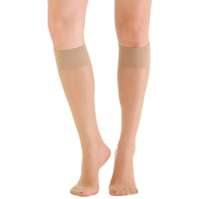 Paralinda 6 Paires Bas Transparents Mi-Jambe pour Femmes avec Bord Confort beige