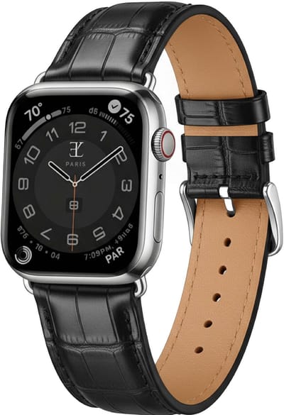 Elysian horlogebandje geschikt voor Apple Watch - Echt Leer - Zwart - 18mm - Quick Release - Verstelbaar - Series 1/2/3/4/5/6/7/8/9/S/10/11 - Apple Watch Bandje 38/40/41mm