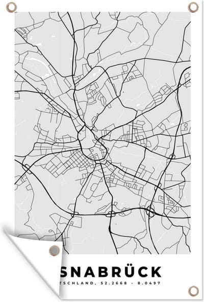 Muurdecoratie Osnabrück - Kaart - Stadskaart - Plattegrond - Duitsland - 120x180 cm - Tuinposter - Tuindoek