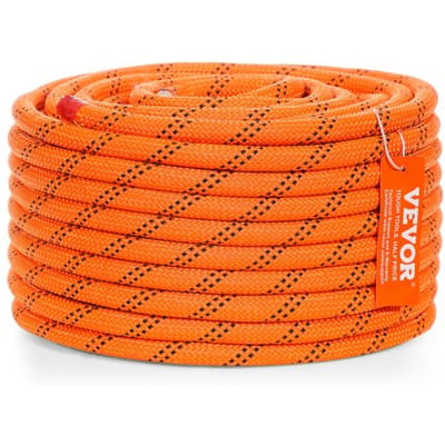 VEVOR Dubbel Gevlochten Polyester Touw, 1,27 cm x 36,6 m, 48 Strengen, 3600 kg Breeksterkte, Klimtouw voor Buiten, Boomverzorgingstouw voor Rotsklimmen, Kamperen, Schommels, Abseilen, Redding