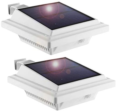 Dakgootverlichting op zonne-energie voor buiten – 25 LED's – Automatisch aan/uit – Warm wit licht (2 stuks)
