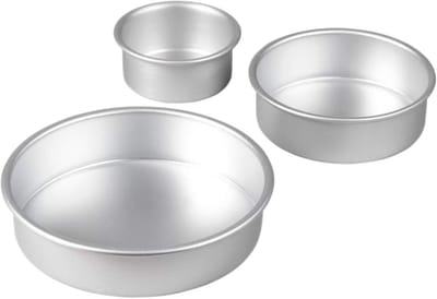 Set van Ronde Cakevormen - Aluminium Bakvormen (3-Delig) 20.3 cm, 15.2 cm en 10.1 cm