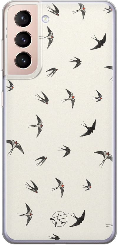 Hoesje geschikt voor Samsung Galaxy S21 Plus - Vogels / Birds - Soft Case - TPU - Print - Beige - Mooie Telefoonhoesjes