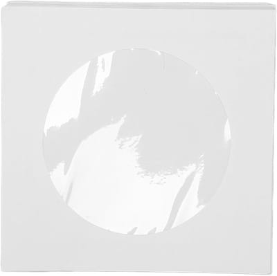 100 Stuks Dikke Witte Papieren CD DVD Hoezen met Venster en Flap, Herbruikbare Stofdichte Hoezen voor 8cm Schijven en Disc Bescherming