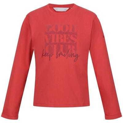 Regatta Kinder/Jonge geitjes T-shirt met lange mouwen met opschrift Great Outdoors (Mineraal Rood)