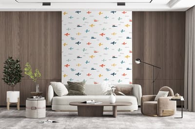 Behang - Fotobehang Patronen - Helicopter - Vliegtuig - Jongens - Kinderen - Kids - Breedte 165 cm x hoogte 220 cm