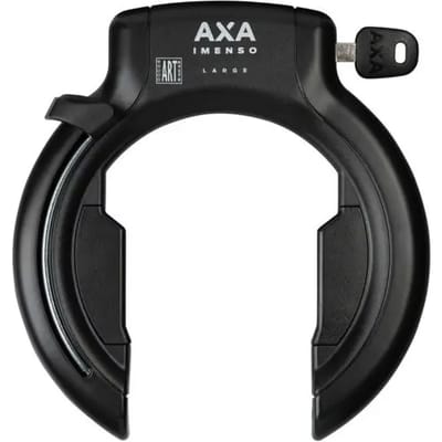 AXA Imenso Large Ringslot – ART 2 fietsslot – Extra brede opening – Met Plug‑in mogelijkheid – Gehard staal – Multi‑bevestiging – Beveiligingsniveau 12 – Zwart