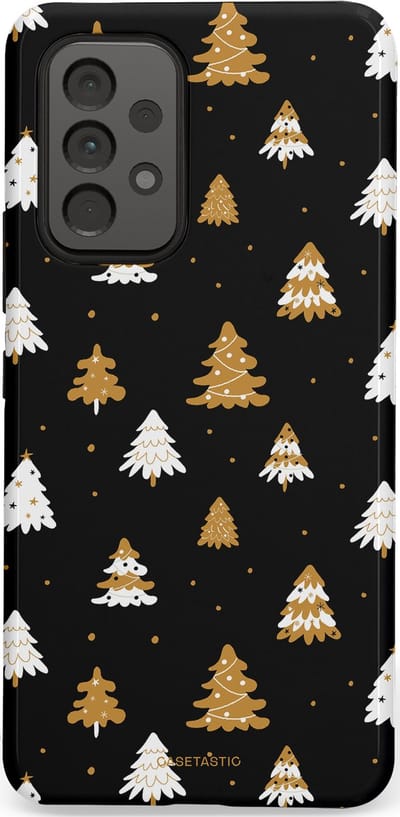 Casetastic hoesje geschikt voor Samsung Galaxy A53 (2022) 5G - Dubbellaagse bescherming - Happy Chistmas Kerstbomen - Fashion Case - Zwart