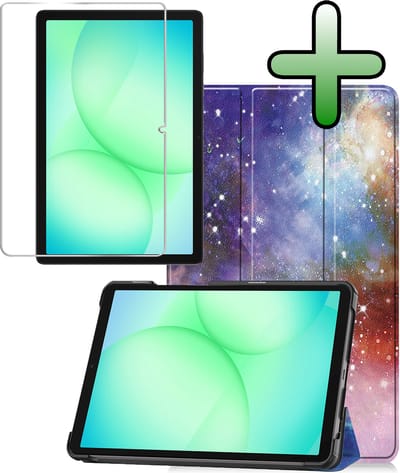 Hoesje Geschikt voor Samsung Galaxy Tab A11 Plus / A9 Plus - Met Screenprotector - Trifold Bookcase - Hard Cover - Hardcover Book Case - Tablet Hoes - Galaxy