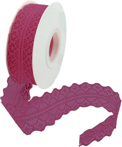 Vintage Kant Ribbons voor Naaien - Brede 3cm Ribbons voor DIY Trouwen, Tafeldecoratie en Cadeaus (45m/Rol, Rood-Wijn)